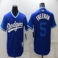 Los Angeles Dodgers #5 Freddie Freeman blue majestic baseball Jersey-BD