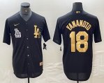 Nike Los Angeles Dodgers #18 Yoshinobu Yamamoto black gold majestic baseball Jersey -BD 01