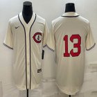 Nike Cincinnati Reds #13 beige throwback mlb jerseys-BD