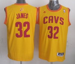 Cleveland Cavaliers #32 LeBron James Yellow Alternate Stitched Revolution 30 basketball Jersey