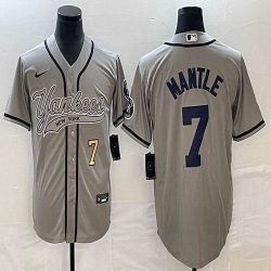 Nike New York Yankees #7 Mickey Mantle gray majestic baseball Jersey Joint name 02