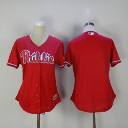 Women Philadelphia Phillies blank red Majestic baseball jerseys