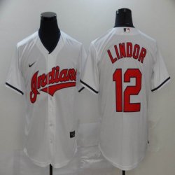 Nike Cleveland Indians #12 Francisco Lindor white majestic baseball jersey