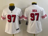 Women Nike San Francisco 49ers #97 Nick Bosa white throwback Color Rush Limited Jersey-BD