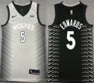 Nike Minnesota Timberwolves #5 Anthony Edwards gray black basketball jersey-XD