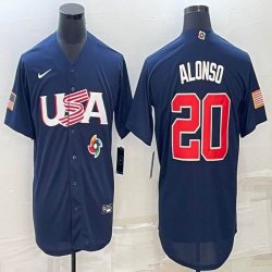 2023 World Cup #20 Pete Alonso blue USA majestic baseball jerseys 06