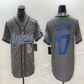 Los Angeles Dodgers #17 Shohei Ohtani Hemp grey Nike majestic baseball Jersey Joint name -BD 02