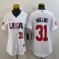 Youth 2023 World Cup #31 Cedric Mullins white USA majestic baseball jerseys 01