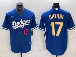 Los Angeles Dodgers #17 Shohei Ohtani Nike blue gold majestic baseball Jersey-BD 03