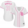 2017 Women San Diego Padres 31# Winfield Coffee white majestic mlb jersey