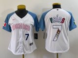 Youth 2023 World Cup Mexico #7 Julio Urias white skyblue majestic baseball jerseys 08