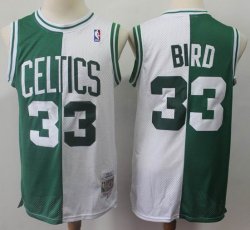 Boston Celtics #33 Larry Bird white green Split throwback nba jersey