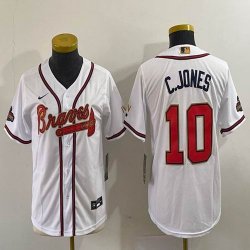 Women Nike Atlanta Braves #10 Chipper Jones white majestic baseball jerseys