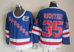 New York Rangers #35 Mike Richter Blue hockey Jersey 75th patch