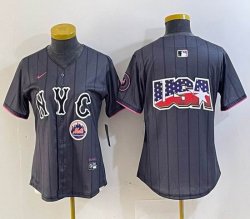 Women Nike New York Mets blank gray majestic majestic baseball jerseys city version 03