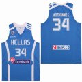 Spalding Hellas #34 Giannis Antetokounmpo Blue college basketball jerseys-SG