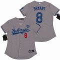 Women Nike Los Angeles Dodgers #8 Kobe Bryant gray majestic baseball Jersey-KB patch