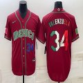 2023 World Cup Mexico #34 Fernando Valenzuela red blank majestic baseball jerseys 01