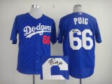 Los Angeles Dodger 66 Puig blue mlb signature jersey