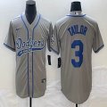 Nike Los Angeles Dodgers #3 Chris Taylor gray majestic baseball Jerseys Joint name -BD