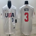 2023 World Cup #3 Mookie Betts white USA majestic baseball jerseys 02