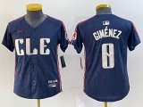 Youth Nike Cleveland Indians #0 Andres Gimenez blue majestic baseball jersey -BD 04