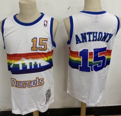 Denver Nuggets #15 Carmelo Anthony white throwback nba Jerseys-XD