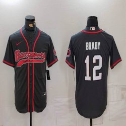 Nike Tampa Bay Buccaneers 12# Tom Brady black baseball jersey Joint name-BD 01