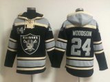 Oakland Raiders #24 Charles Woodson black gray nfl Hooded Sweatshirt