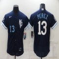 Nike Kansas City Royals #13 Salvador Perez blue Flexbase Authentic Collection Jersey city version-BD