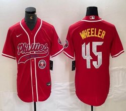 Nike Philadelphia Phillies #45 Zack Wheeler red majestic baseball jersey Joint name-BD 03