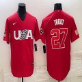 2023 World Cup #27 Mike Trout red USA majestic baseball jerseys 09