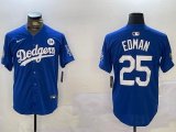 2024 World Series Los Angeles Dodgers #25 Tommy Edman blue majestic baseball Jersey 01