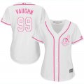 2017 Women Cleveland Indians Rick Vaughn 99# white majestic mlb jersey