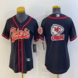 Youth Nike Kansas City Chiefs blank black baseball jerseys Joint name-BD 01