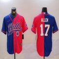 Buffalo Bills 17# Josh Allen blue red split nike baseball jerseys Joint name-BD 01