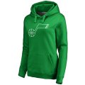 Women's Utah Jazz Fanatics Branded Kelly Green St. Patrick's Day White Logo Pullover Hoodie