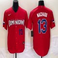 2023 World Cup Dominican Republic's #13 Manny Machado red majestic baseball jerseys 01