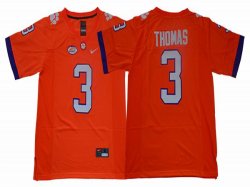 Clemson Tigers #3 Xavier Thomas orange College Football Limited Jersey