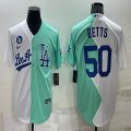 Nike Los Angeles Dodgers #50 Mookie Betts green white splits majestic baseball Jerseys-BD 01