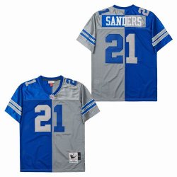 Dallas Cowboys 21# Deion Sanders blue gray splits Throwback white nfl Jersey