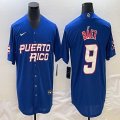 Puerto Rico #9 Baseball Javier Báez blue 2023 World Baseball Classic Replica Player Jersey 06