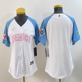 Women 2023 World Cup Mexico blank white skyblue majestic baseball jerseys 05