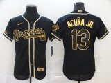 Nike Atlanta Braves #13 Ronald Acuna Jr. black gold Flexbase Authentic Collection Jersey