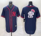 Nike New York Yankees blank blue MLB baseball Jersey Joint name big logo -BD 31