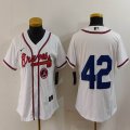 Women Nike Atlanta Braves #42 white majestic baseball jerseys 02