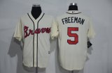 Atlanta Braves #5 Freddie Freeman Cream Stitched Baseball Jersey