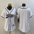 Youth Nike Dallas Cowboys blank white baseball jerseys Joint name-BD