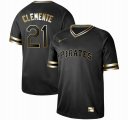 Nike Pittsburgh Pirates #21 Roberto Clemente black gold baseball jersey