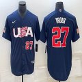 2023 World Cup #27 Mike Trout blue USA majestic baseball jerseys 02